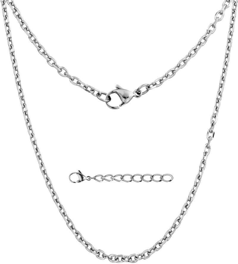 Silvadore Silver Cable Chain Necklace Men (3mm,20in) Sterling Silver Plated Stainless Steel Cable Link Chain Necklace Pendant - Belcher Rolo Dog Tag Real Solid Non-Tarnish Waterproof Jewelry Gift - Image 1
